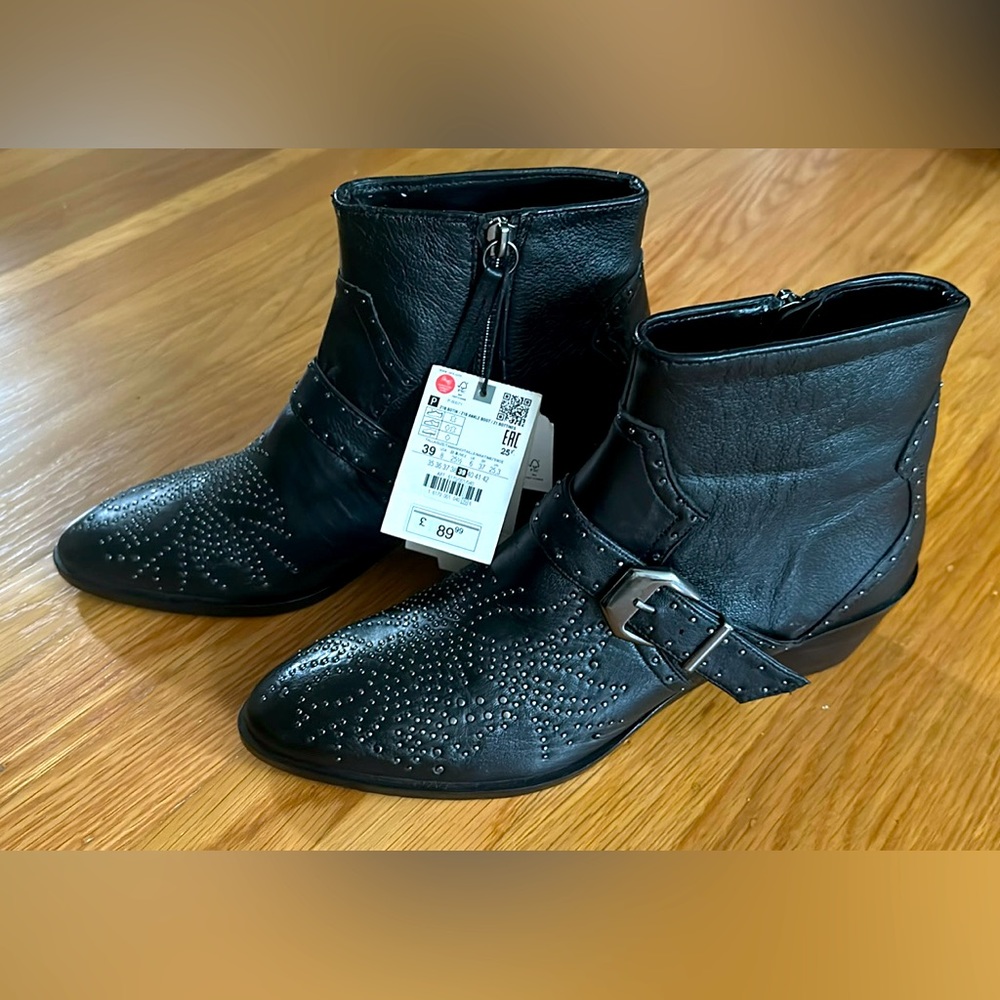 Brand new Zara studded leather booties